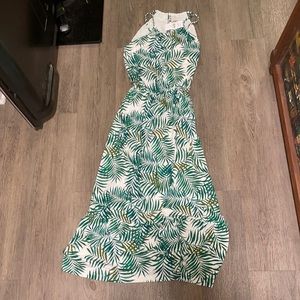 Extra small Loft maxi dress white with green